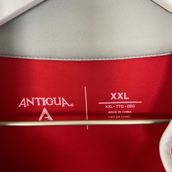 Antigua Full Zip Crewneck Light Jacket Inner Pocket Red Mens Size XXL - Picture 7 of 9
